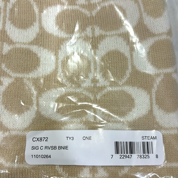 Coach Monogram Reversible Beanies - New With Tags - Black and Steam - Picture 4 of 7